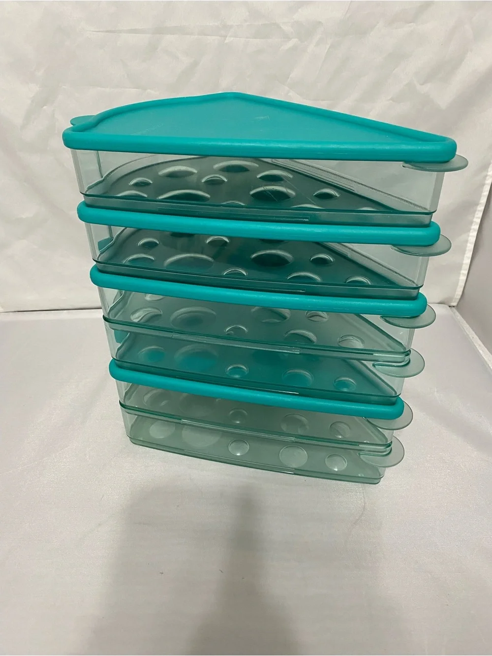 Tupperware Teal Stackable Pizza Storage